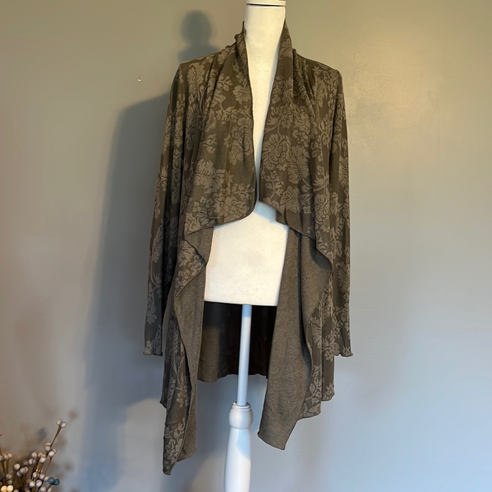 Knox Rose Floral Brown and Tan Cardigan, Size Medium